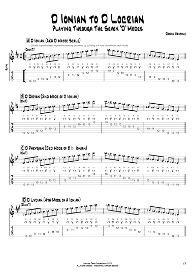 D Ionian to D Locrian (Playing Through the Seven 'D' Modes)