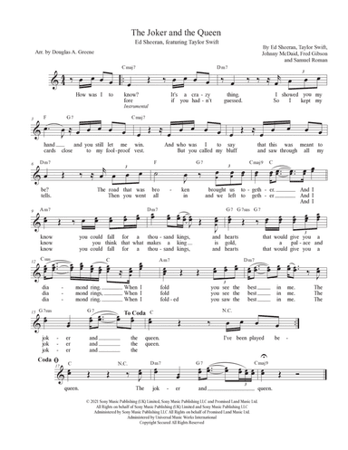 The Joker And The Queen (feat. Taylor Swift) (arr. Arranged by Douglas A. Greene)