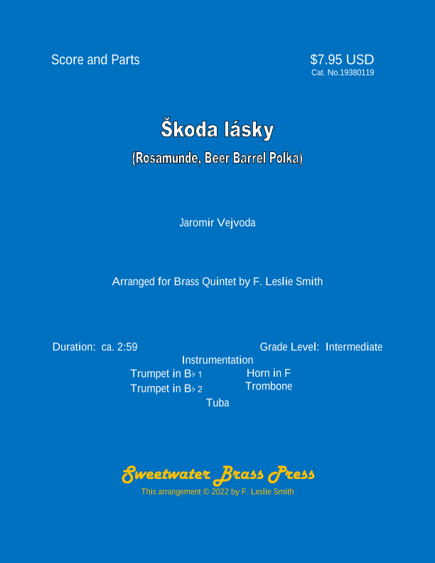 Škoda lásky (Rosamunde, Beer Barrel Polka) (arr. F. Leslie Smith)