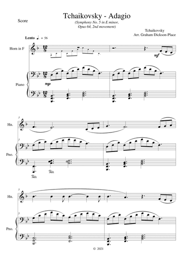 Tchaikovsky - Adage. The horn solo from the 5th Symphony arranged for Horn and Piano. (arr. Arranged by Graham Dickson-Place)