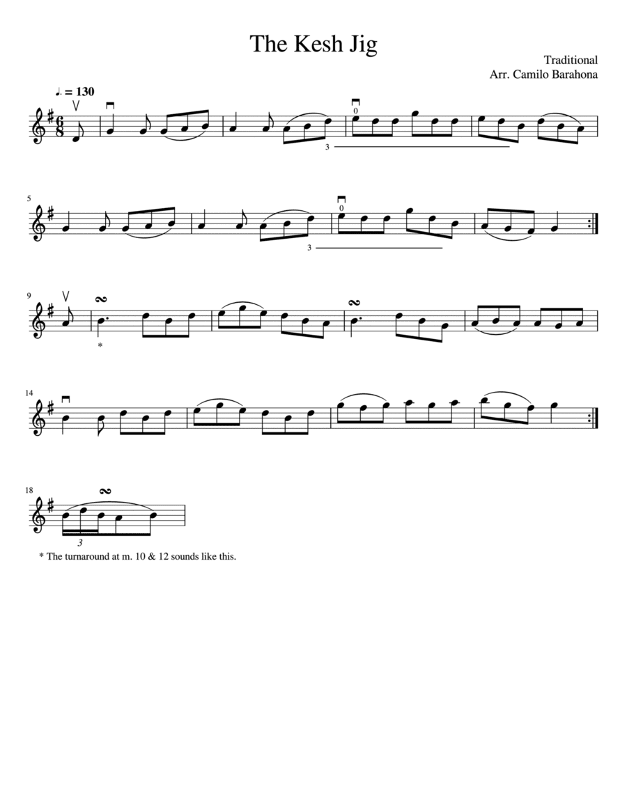 Kesh Jig : Fiddle & Chords (arr. Camilo Barahona)