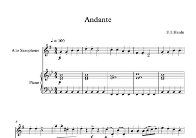 Andante (Surprise Symphony) - Franz Joseph Haydn (Alto Sax + Piano) (arr. Digital Book Music)