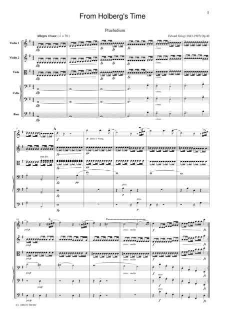 Grieg  From Horberg's Time, for string orchestra, SG010 (arr. Fukuhara)