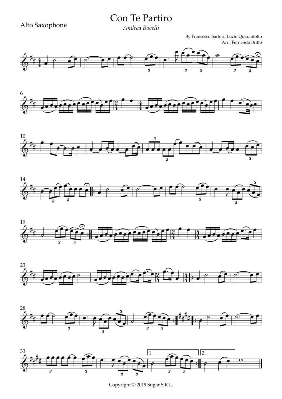 Con Te Partiro (time To Say Goodbye) (arr. Fernando Britto)