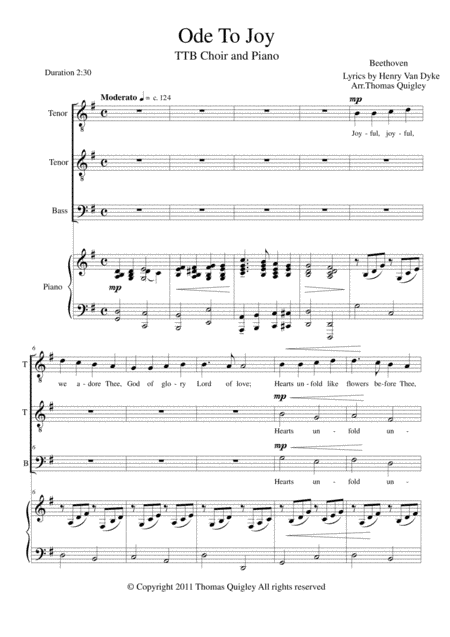 Ode To Joy (arr. Thomas Quigley)