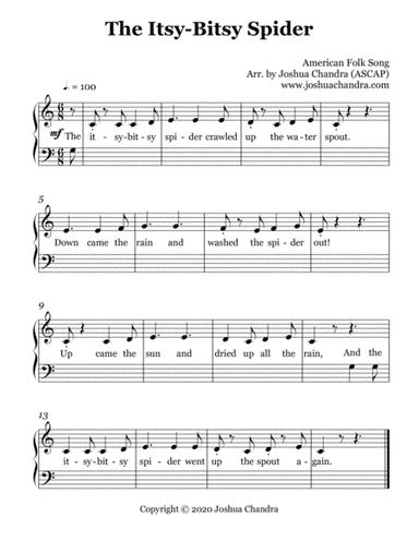 The Itsy-Bitsy Spider (Easy Piano) (arr. Joshua Chandra)