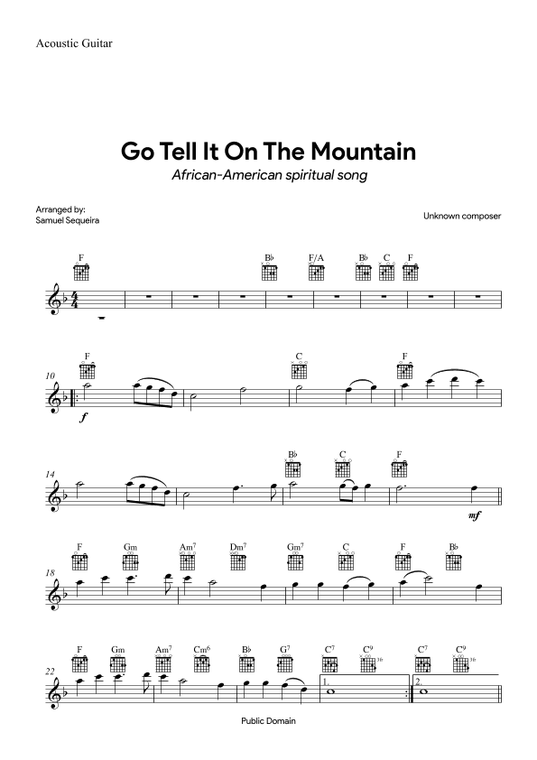 Go Tell It on the Mountain - with orchestral play along (arr. Samuel Sequeira)