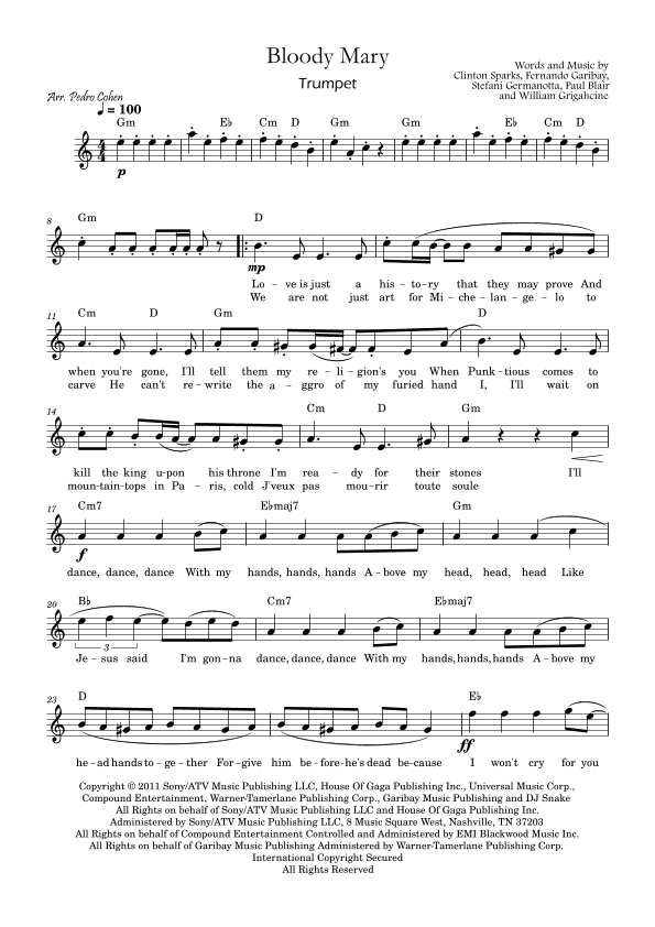 Bloody Mary (arr. Pedro Cohen)