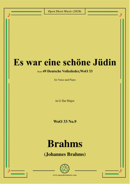 Brahms-Es war eine schöne Jüdin,WoO 33 No.9,in G flat Major,for Voice&Piano (arr. MSM)