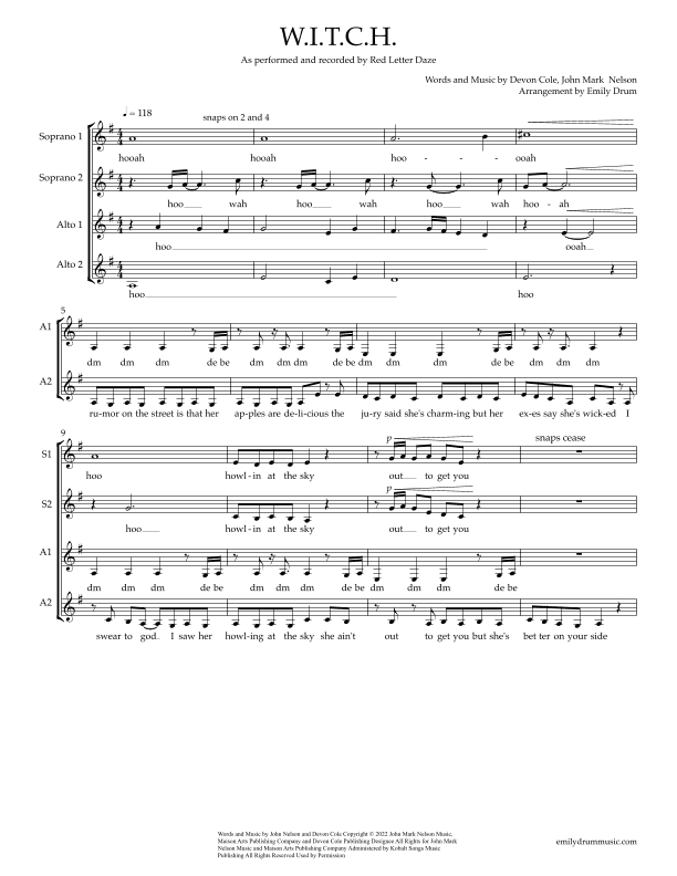 W.i.t.c.h. (arr. Emily Drum)