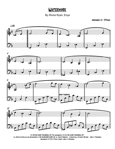 Watermark (arr. JFpiano)
