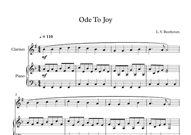 Ode To Joy - Ludwig Van Beethoven (Clarinet + Piano) (arr. Digital Book Music)