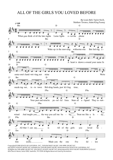 All Of The Girls You Loved Before (arr. Alex Nunes Rodrigues)
