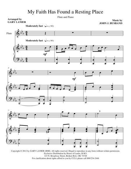 My Faith Has Found a Resting Place (Flt Piano and Flt part) (arr. Gary Lanier)