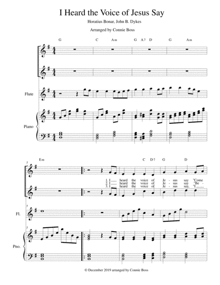 I Heard the Voice of Jesus Say - flute, vocal duet and piano (arr. Connie Boss)