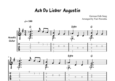 Ach Du Lieber Augustin - Acoustic Guitar Fingerstyle (Very easy German Folk Song) (arr. Yuri Noronha)