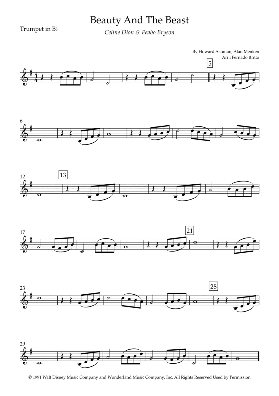 Beauty And The Beast (arr. Fernando Britto)