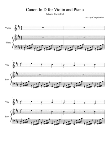 Canon In D for Violin and Piano (arr. camprinxinx)