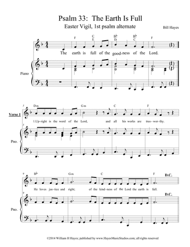 Psalm 33  The Earth Is Full - 1st Easter Vigil psalm, alternate (piano/vocal)