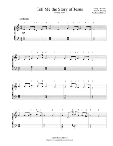 Tell Me the Story of Jesus - for easy piano (arr. Samuel Stokes)