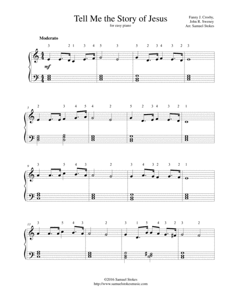 Tell Me the Story of Jesus - for easy piano (arr. Samuel Stokes)