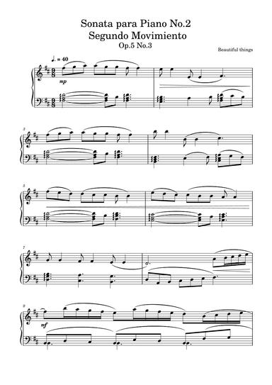 Sonata para Piano No.2 (Segundo Movimiento)-Beautiful things Op.5 No.3