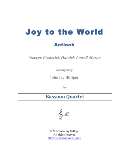 Joy to the World for Bassoon Quartet (arr. John Jay Hilfiger)