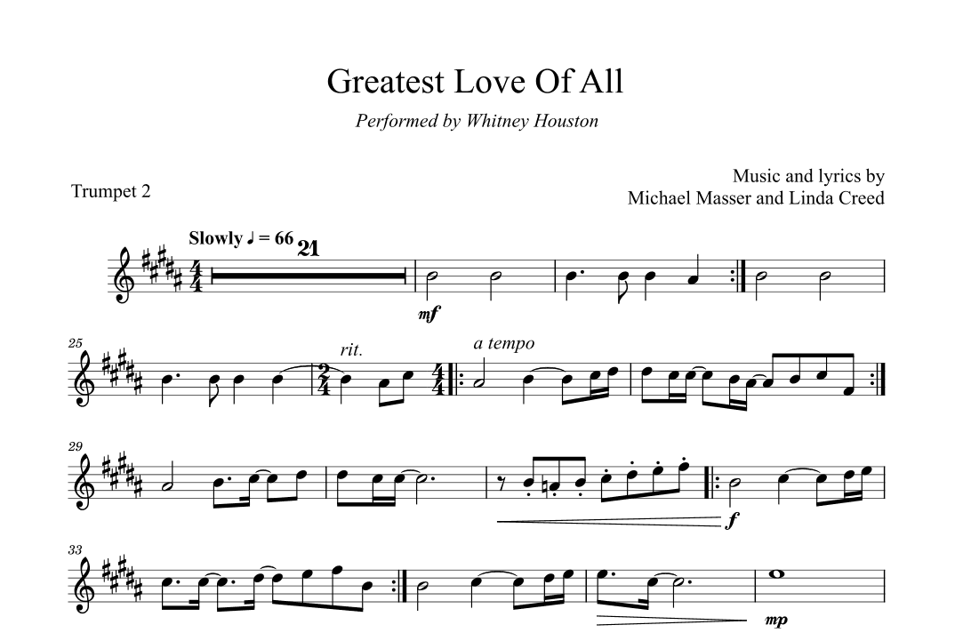 The Greatest Love Of All (arr. David Lartey)