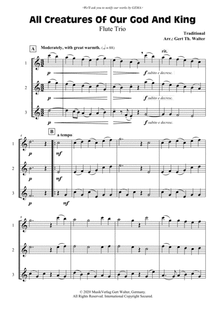 All Creatures Of Our God And King (arr. Gert Th. Walter)