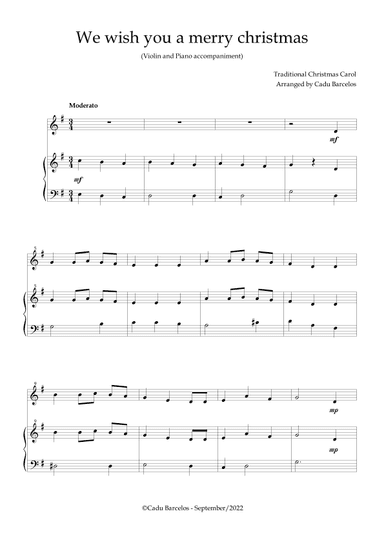 We wish you a merry christmas (Violin and Piano) (arr. Cadu Barcelos)