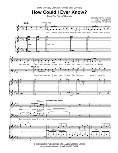 How Could I Ever Know? (arr. Tim Sarsany)