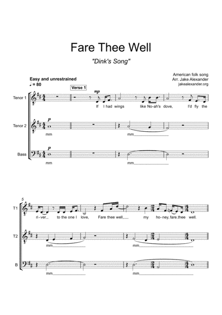 Fare Thee Well - TTB a cappella (arr. Jake Alexander)