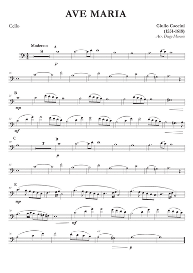 Ave Maria by Caccini-Vavilov for Cello and Piano (arr. Diego Marani)
