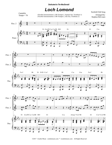 Loch Lomond (Duet for Flexible Treble Instrumentation and Piano) (arr. Stephen DeCesare)