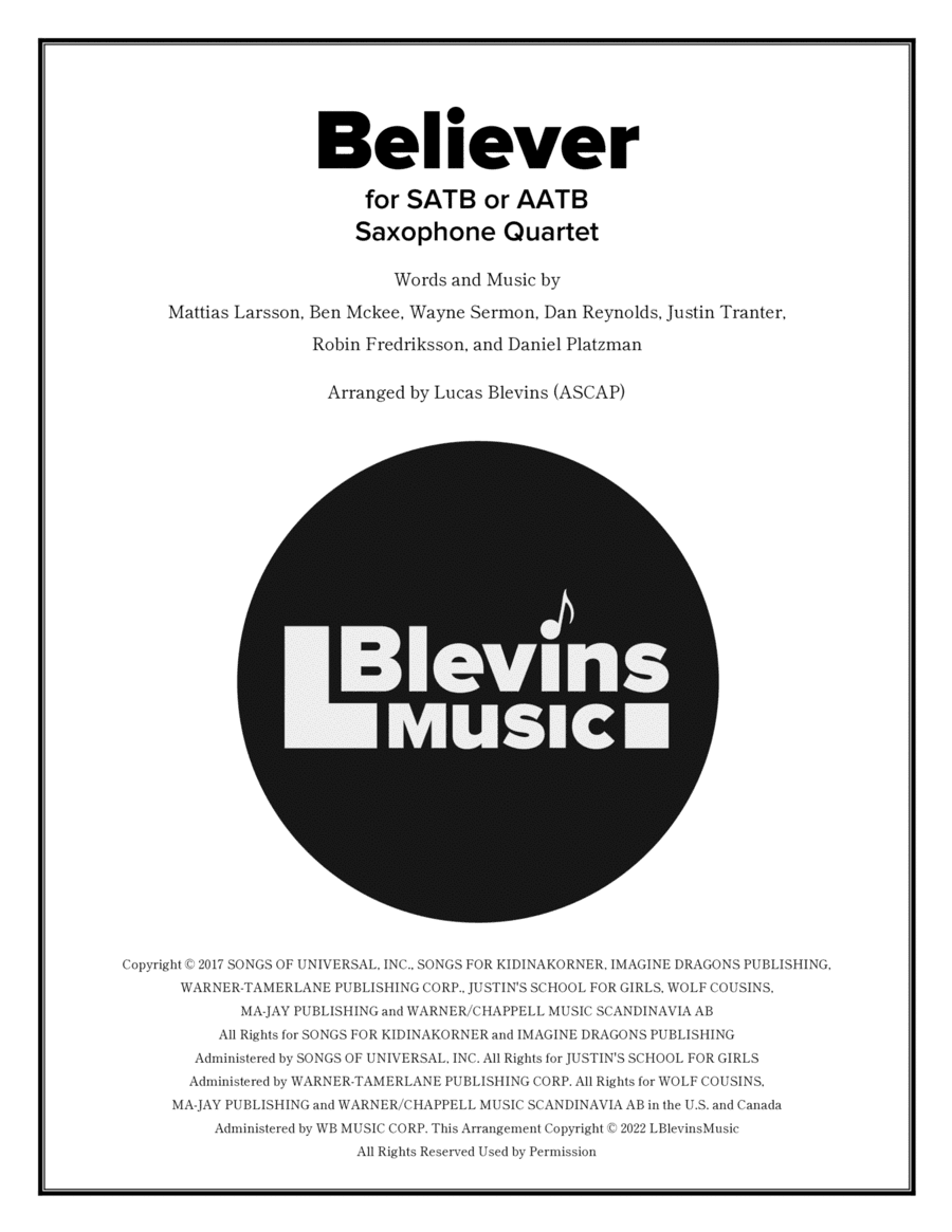 Believer (arr. Lucas Blevins (ASCAP))