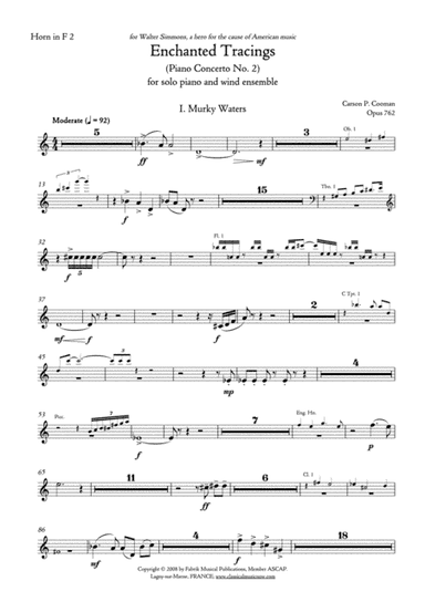 Carson Cooman Enchanted Tracings (Piano Concerto No. 2) (2008) for solo piano and wind ensemble, hor