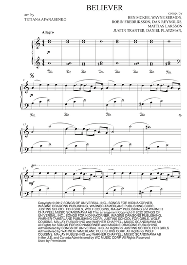 Believer (arr. Tetiana Afanasenko)