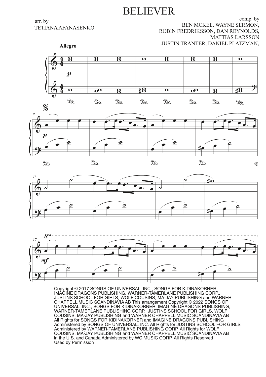 Believer (arr. Tetiana Afanasenko)