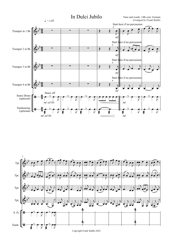 In Dulce Jubilo (arr. Frank Stubbs)