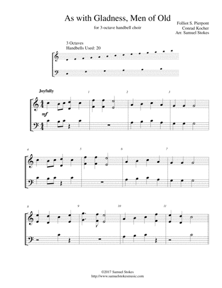 As with Gladness, Men of Old - for 3-octave handbell choir (arr. Samuel Stokes)