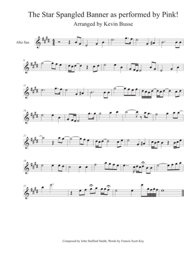 The Star Spangled Banner as performed by P!nk - Alto Sax (arr. Kevin Busse)