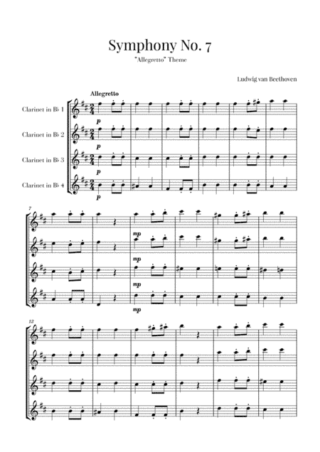 Beethoven - Allegretto (from Symphony No. 7) - for Clarinet quartet (arr. Cadenza Editions)