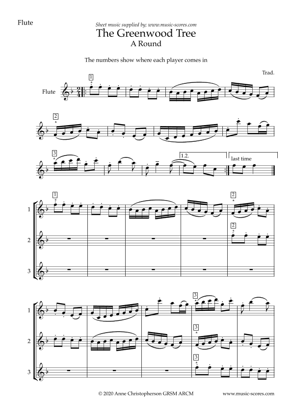 The Greenwood Tree - 3 Flutes (arr. Anne L Christopherson GRSM ARCM)