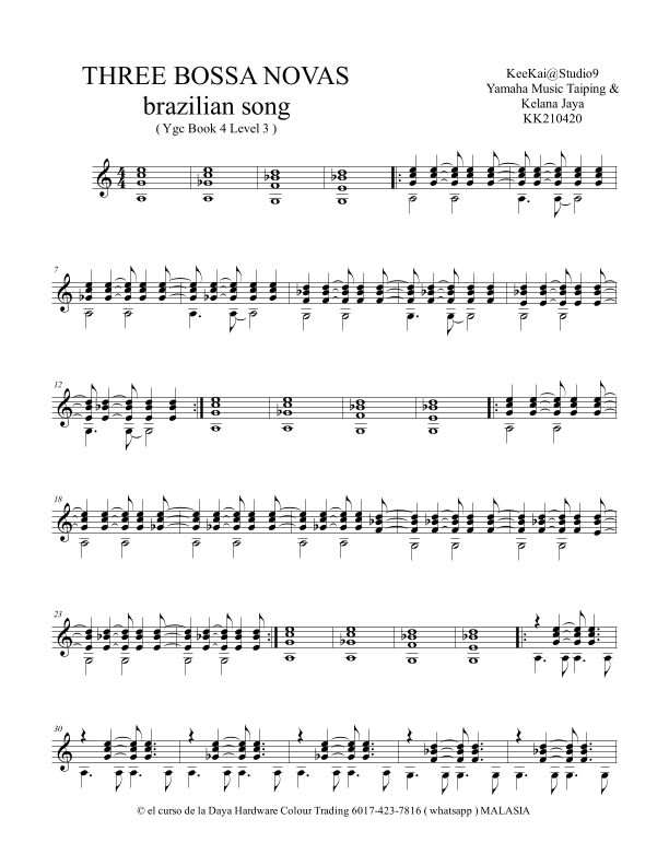 THREE BOSSA NOVAS in classical guitar