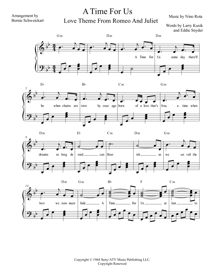 A Time For Us (love Theme) (arr. Bernie Schweickart)