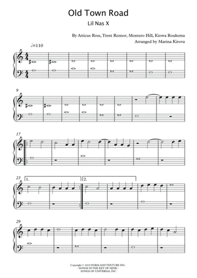 Old Town Road (remix) (arr. Arranged by Marina Kirova)