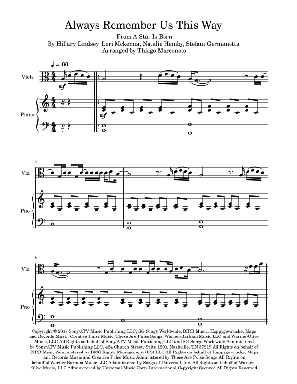 Always Remember Us This Way (arr. Thiago Marconato)