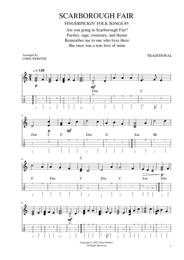 Fingerpickin' Folk Uke #5: Ewan MacColl's Scarborough Fair (arr. Chris Webster)