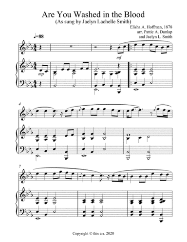 Are You Washed in the Blood, Flute and Piano duet (arr. Pattie A. Dunlap and Jaelyn L. Smith)