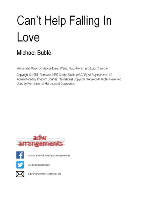 Can't Help Falling In Love (arr. adw arrangements)